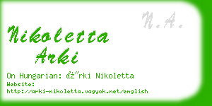 nikoletta arki business card